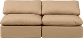 Meridian Furniture - Indulge 70" Tan Vegan Leather Upholstered 2pc. Armless Loveseat - 146Tan-S2 - GreatFurnitureDeal