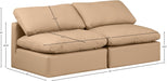 Meridian Furniture - Indulge 70" Tan Vegan Leather Upholstered 2pc. Armless Loveseat - 146Tan-S2 - GreatFurnitureDeal