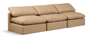 Meridian Furniture - Indulge 105" Tan Vegan Leather Upholstered 3pc. Armless Sofa - 146Tan-S3 - GreatFurnitureDeal