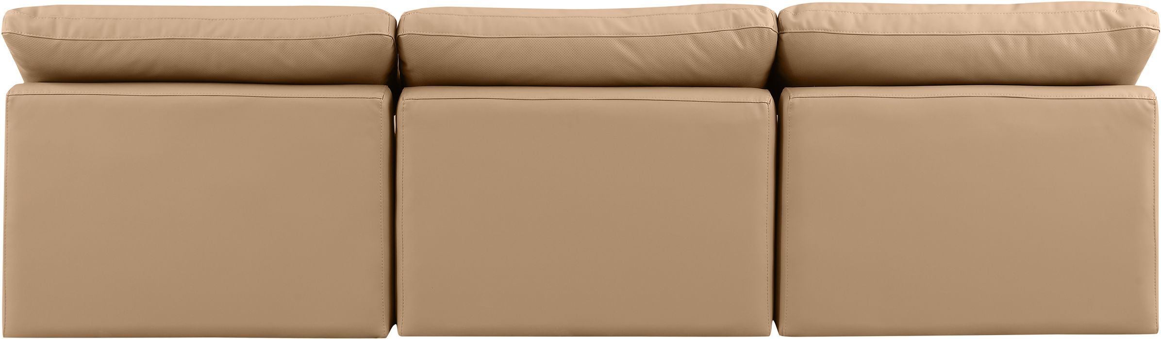 Meridian Furniture - Indulge 105" Tan Vegan Leather Upholstered 3pc. Armless Sofa - 146Tan-S3 - GreatFurnitureDeal