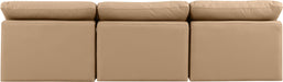 Meridian Furniture - Indulge 105" Tan Vegan Leather Upholstered 3pc. Armless Sofa - 146Tan-S3 - GreatFurnitureDeal