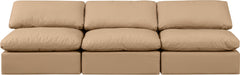 Meridian Furniture - Indulge 105" Tan Vegan Leather Upholstered 3pc. Armless Sofa - 146Tan-S3 - GreatFurnitureDeal