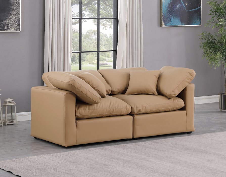 Meridian Furniture - Indulge 70" Tan Vegan Leather Upholstered 2pc. Loveseat - 146Tan-S70 - GreatFurnitureDeal
