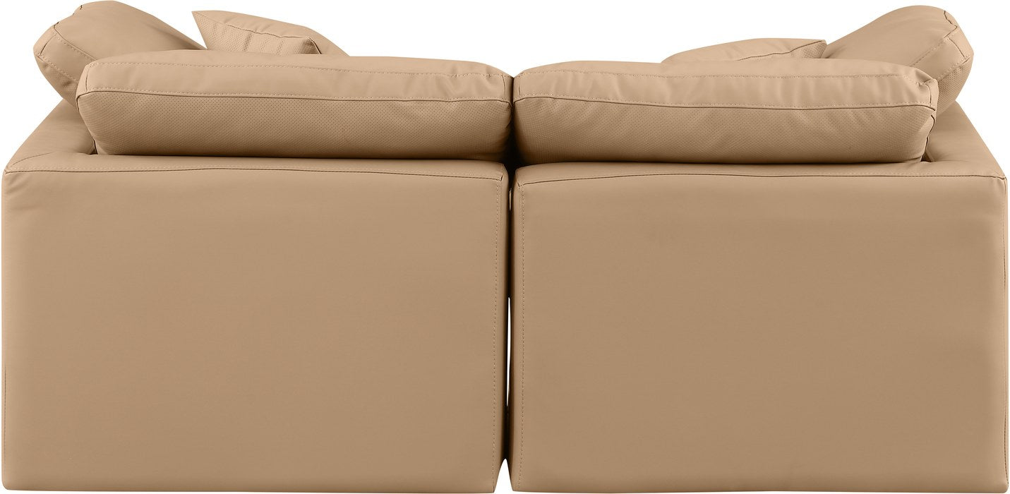 Meridian Furniture - Indulge 70" Tan Vegan Leather Upholstered 2pc. Loveseat - 146Tan-S70 - GreatFurnitureDeal