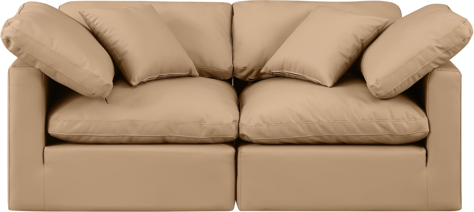 Meridian Furniture - Indulge 70" Tan Vegan Leather Upholstered 2pc. Loveseat - 146Tan-S70 - GreatFurnitureDeal