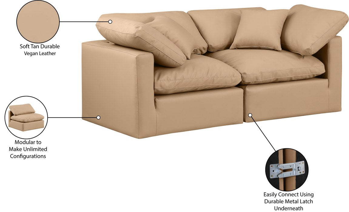 Meridian Furniture - Indulge 70" Tan Vegan Leather Upholstered 2pc. Loveseat - 146Tan-S70 - GreatFurnitureDeal