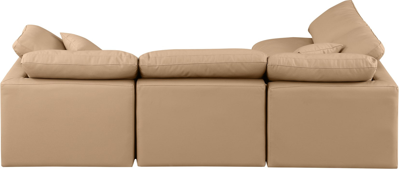 Meridian Furniture - Indulge 105" Tan Vegan Leather Upholstered 4pc. Sectional - 146Tan-Sec4B - GreatFurnitureDeal