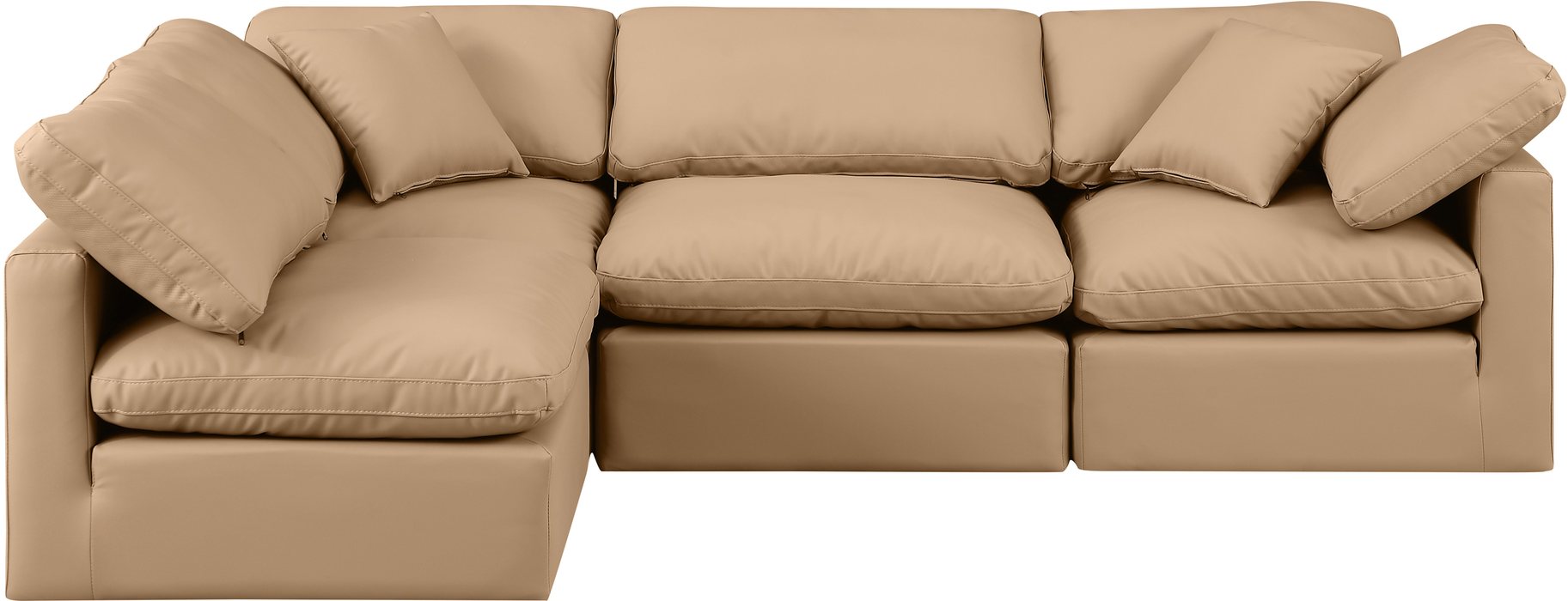 Meridian Furniture - Indulge 105" Tan Vegan Leather Upholstered 4pc. Sectional - 146Tan-Sec4B - GreatFurnitureDeal