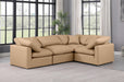 Meridian Furniture - Indulge 105" Tan Vegan Leather Upholstered 4pc. Sectional - 146Tan-Sec4C - GreatFurnitureDeal