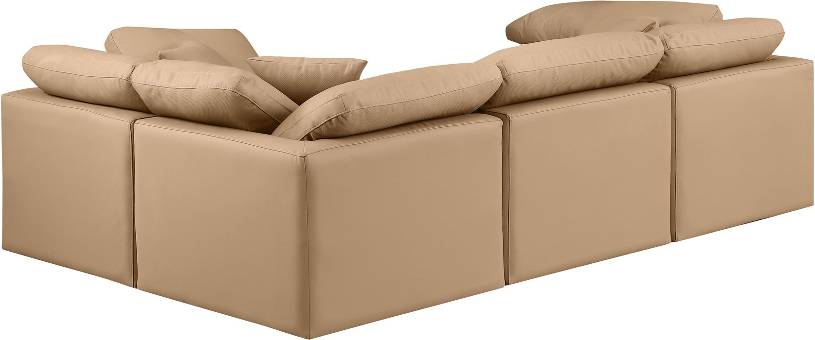 Meridian Furniture - Indulge 105" Tan Vegan Leather Upholstered 4pc. Sectional - 146Tan-Sec4C - GreatFurnitureDeal