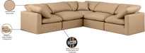 Meridian Furniture - Indulge 105" Tan Vegan Leather Upholstered 5pc. Sectional - 146Tan-Sec5C - GreatFurnitureDeal