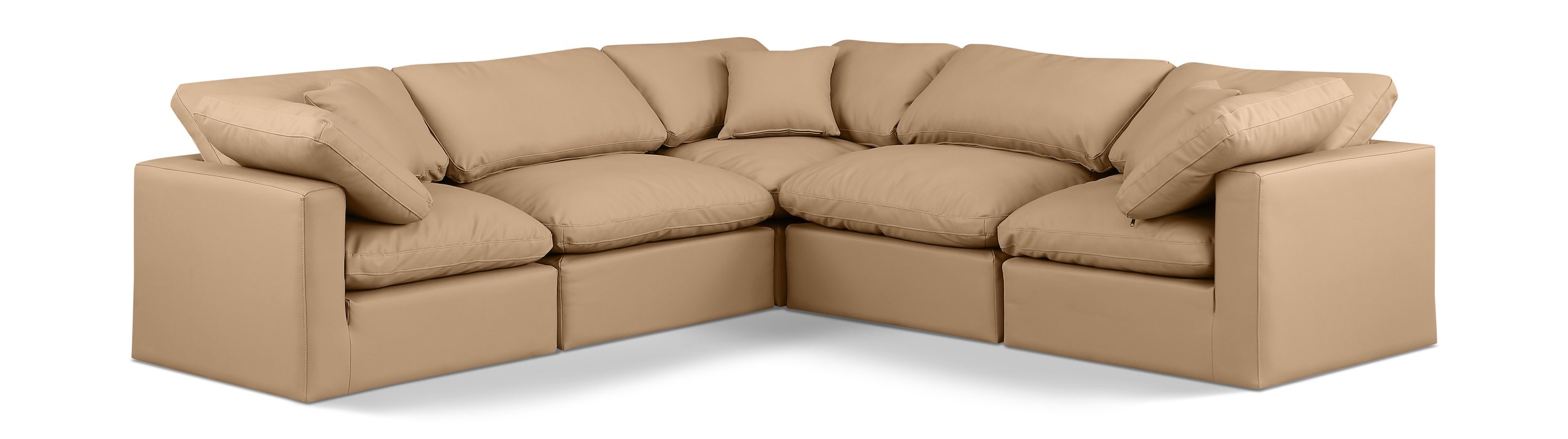 Meridian Furniture - Indulge 105" Tan Vegan Leather Upholstered 5pc. Sectional - 146Tan-Sec5C - GreatFurnitureDeal