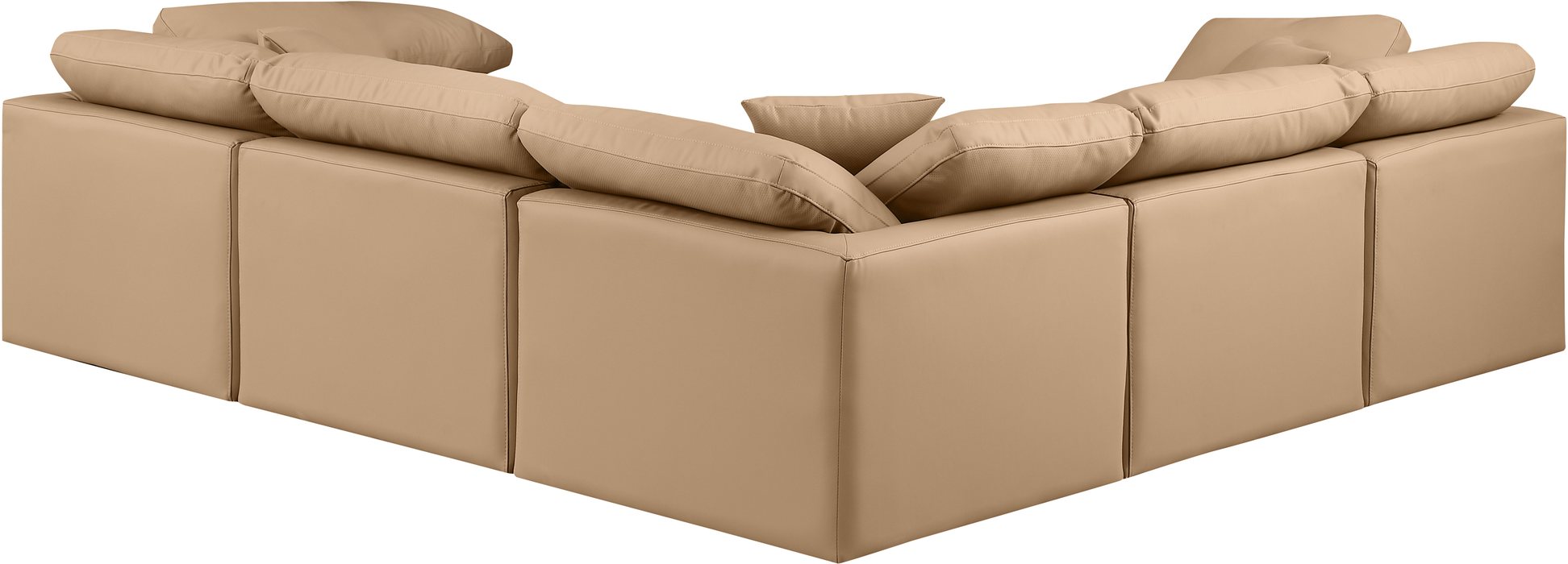 Meridian Furniture - Indulge 105" Tan Vegan Leather Upholstered 5pc. Sectional - 146Tan-Sec5C - GreatFurnitureDeal