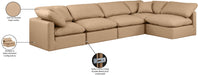 Meridian Furniture - Indulge 140" Tan Vegan Leather Upholstered 5pc. Sectional - 146Tan-Sec5D - GreatFurnitureDeal
