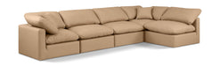 Meridian Furniture - Indulge 140" Tan Vegan Leather Upholstered 5pc. Sectional - 146Tan-Sec5D - GreatFurnitureDeal