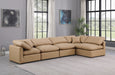 Meridian Furniture - Indulge 140" Tan Vegan Leather Upholstered 5pc. Sectional - 146Tan-Sec5D - GreatFurnitureDeal