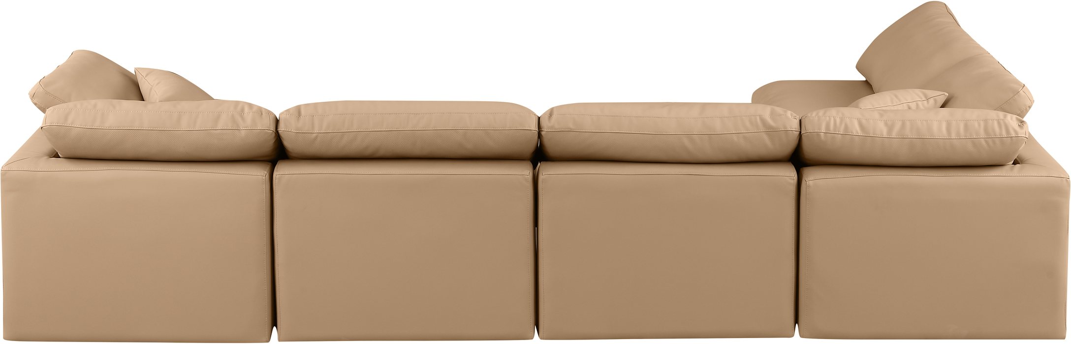 Meridian Furniture - Indulge 140" Tan Vegan Leather Upholstered 5pc. Sectional - 146Tan-Sec5D - GreatFurnitureDeal