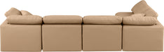 Meridian Furniture - Indulge 140" Tan Vegan Leather Upholstered 5pc. Sectional - 146Tan-Sec5D - GreatFurnitureDeal