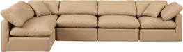 Meridian Furniture - Indulge 140" Tan Vegan Leather Upholstered 5pc. Sectional - 146Tan-Sec5D - GreatFurnitureDeal