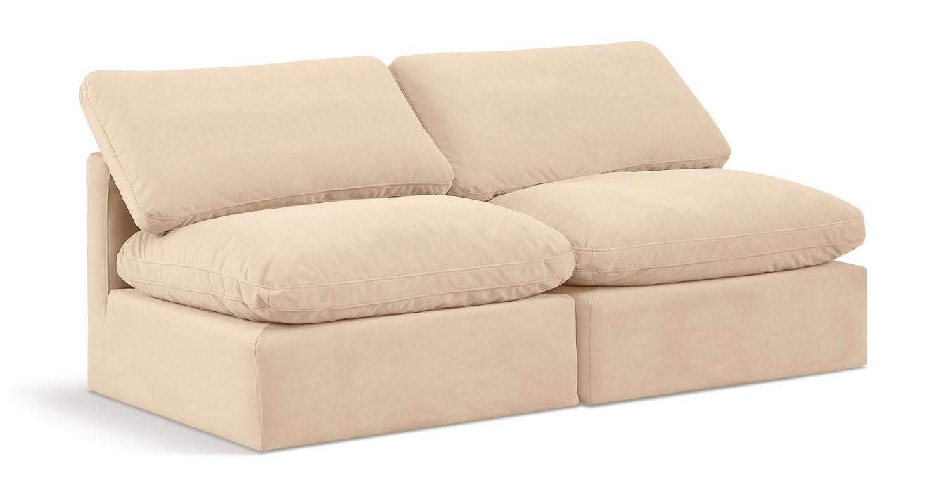 Meridian Furniture - Indulge 70" Beige Velvet Upholstered 2pc. Armless Loveseat - 147Beige-S2 - GreatFurnitureDeal
