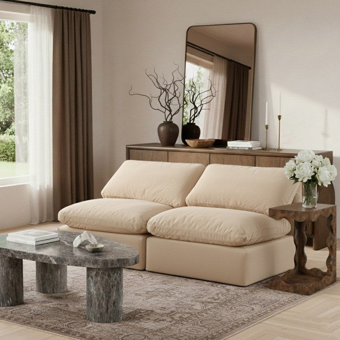 Meridian Furniture - Indulge 70" Beige Velvet Upholstered 2pc. Armless Loveseat - 147Beige-S2 - GreatFurnitureDeal