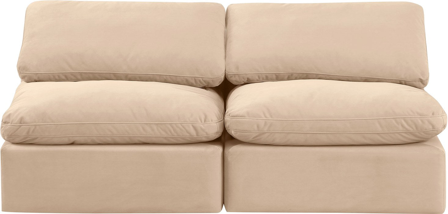 Meridian Furniture - Indulge 70" Beige Velvet Upholstered 2pc. Armless Loveseat - 147Beige-S2 - GreatFurnitureDeal
