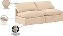 Meridian Furniture - Indulge 70" Beige Velvet Upholstered 2pc. Armless Loveseat - 147Beige-S2 - GreatFurnitureDeal