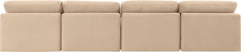 Meridian Furniture - Indulge 140" Beige Velvet Upholstered 4pc. Armless Sofa - 147Beige-S4 - GreatFurnitureDeal