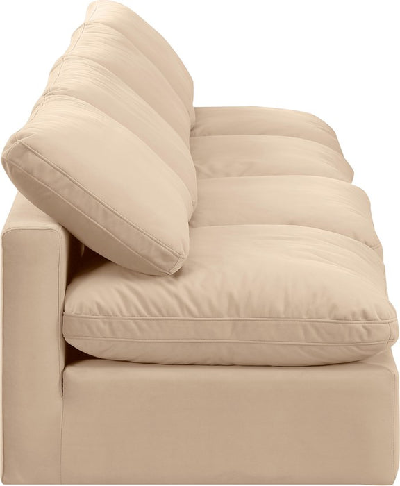 Meridian Furniture - Indulge 140" Beige Velvet Upholstered 4pc. Armless Sofa - 147Beige-S4 - GreatFurnitureDeal