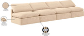 Meridian Furniture - Indulge 140" Beige Velvet Upholstered 4pc. Armless Sofa - 147Beige-S4 - GreatFurnitureDeal
