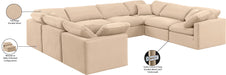 Meridian Furniture - Indulge 140" Beige Velvet Upholstered 8pc. Sectional - 147Beige-Sec8A - GreatFurnitureDeal