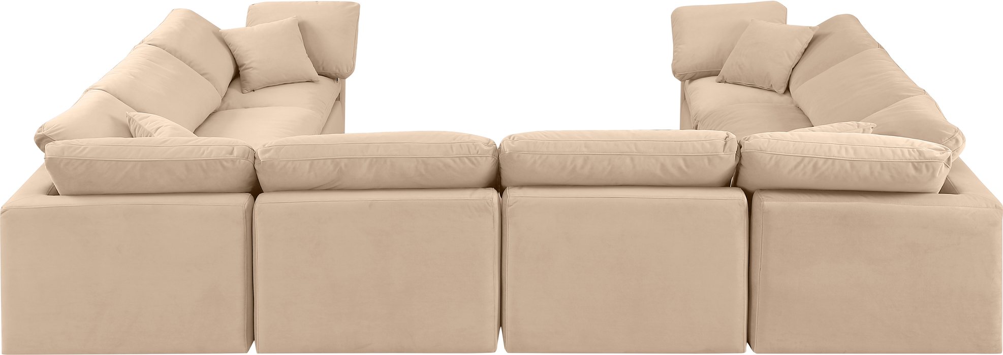 Meridian Furniture - Indulge 140" Beige Velvet Upholstered 8pc. Sectional - 147Beige-Sec8A - GreatFurnitureDeal