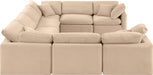 Meridian Furniture - Indulge 140" Beige Velvet Upholstered 8pc. Sectional - 147Beige-Sec8A - GreatFurnitureDeal