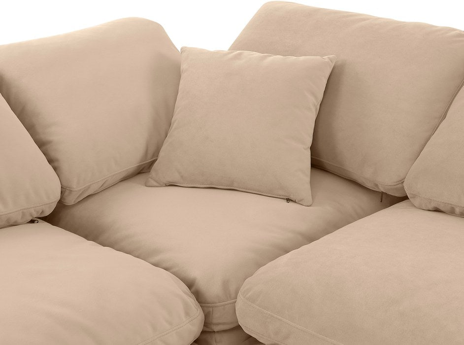 Meridian Furniture - Indulge 140" Beige Velvet Upholstered 8pc. Sectional - 147Beige-Sec8A - GreatFurnitureDeal