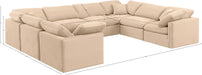 Meridian Furniture - Indulge 140" Beige Velvet Upholstered 8pc. Sectional - 147Beige-Sec8A - GreatFurnitureDeal