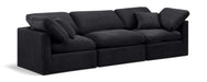 Meridian Furniture - Indulge 105" Black Velvet Upholstered 3pc. Sofa - 147Black-S105 - GreatFurnitureDeal