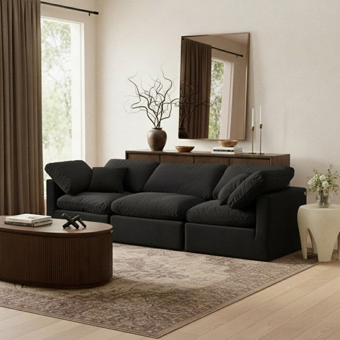 Meridian Furniture - Indulge 105" Black Velvet Upholstered 3pc. Sofa - 147Black-S105 - GreatFurnitureDeal