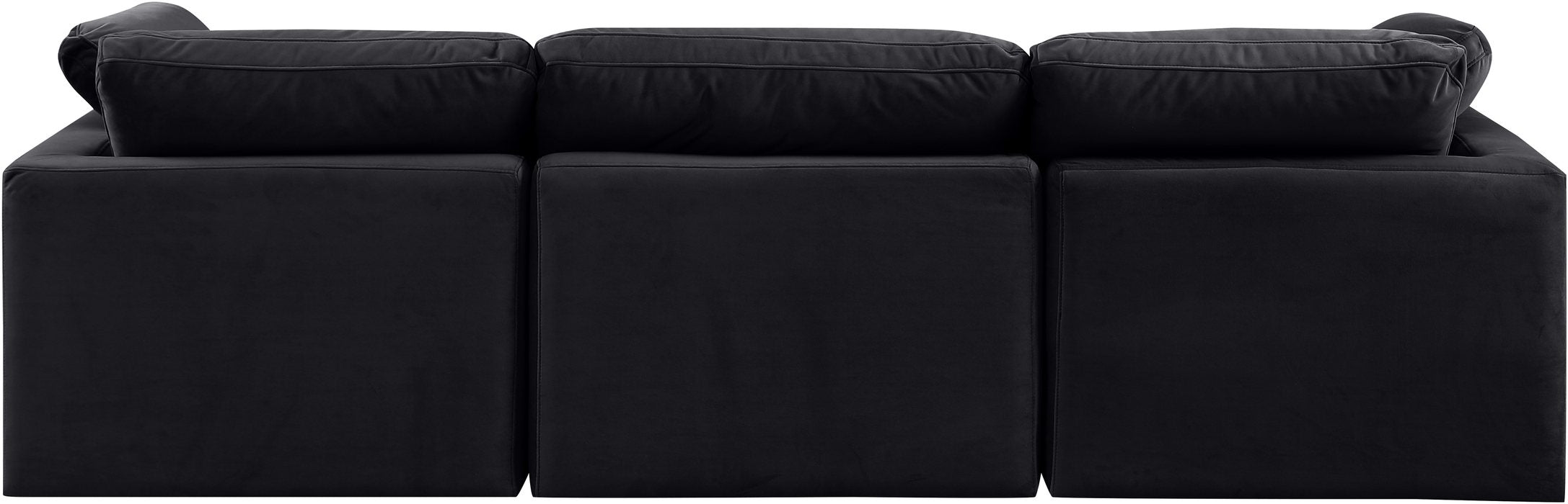 Meridian Furniture - Indulge 105" Black Velvet Upholstered 3pc. Sofa - 147Black-S105 - GreatFurnitureDeal