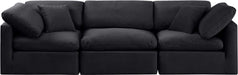 Meridian Furniture - Indulge 105" Black Velvet Upholstered 3pc. Sofa - 147Black-S105 - GreatFurnitureDeal