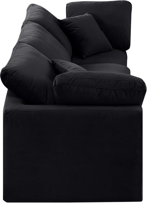 Meridian Furniture - Indulge 105" Black Velvet Upholstered 3pc. Sofa - 147Black-S105 - GreatFurnitureDeal
