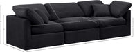 Meridian Furniture - Indulge 105" Black Velvet Upholstered 3pc. Sofa - 147Black-S105 - GreatFurnitureDeal