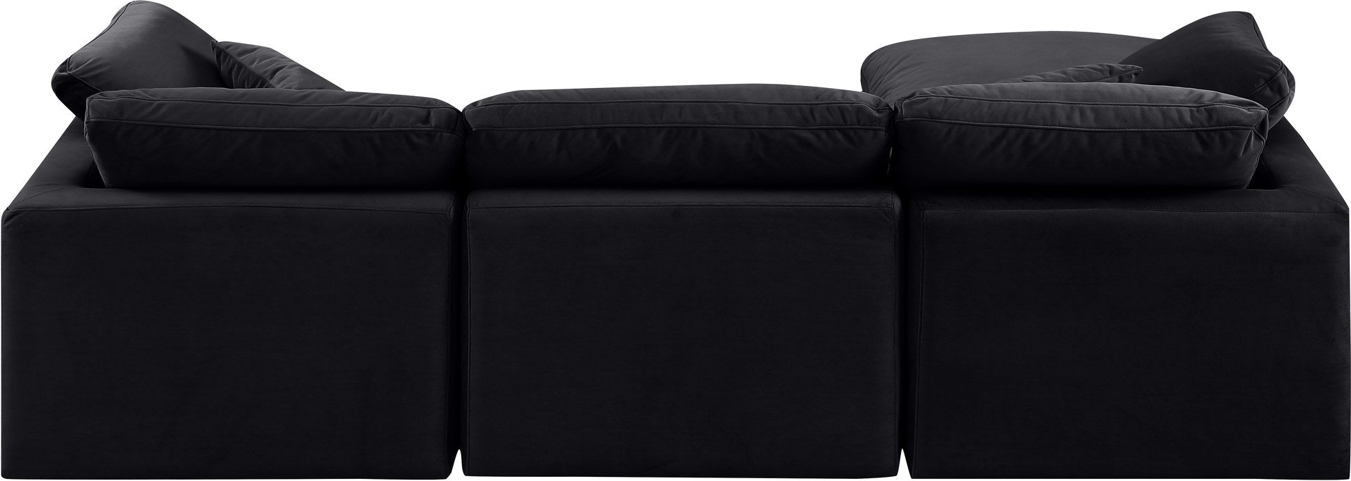 Meridian Furniture - Indulge 105" Black Velvet Upholstered 4pc. Sectional - 147Black-Sec4A - GreatFurnitureDeal