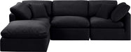 Meridian Furniture - Indulge 105" Black Velvet Upholstered 4pc. Sectional - 147Black-Sec4A - GreatFurnitureDeal