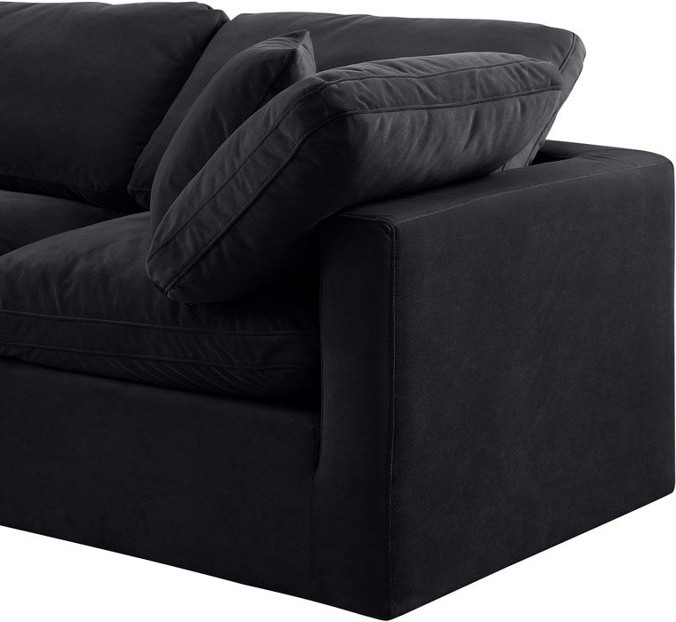 Meridian Furniture - Indulge 105" Black Velvet Upholstered 4pc. Sectional - 147Black-Sec4A - GreatFurnitureDeal
