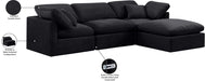 Meridian Furniture - Indulge 105" Black Velvet Upholstered 4pc. Sectional - 147Black-Sec4A - GreatFurnitureDeal