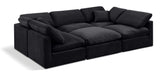 Meridian Furniture - Indulge 105" Black Velvet Upholstered 6pc. Sectional - 147Black-Sec6C - GreatFurnitureDeal