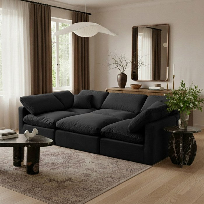 Meridian Furniture - Indulge 105" Black Velvet Upholstered 6pc. Sectional - 147Black-Sec6C - GreatFurnitureDeal