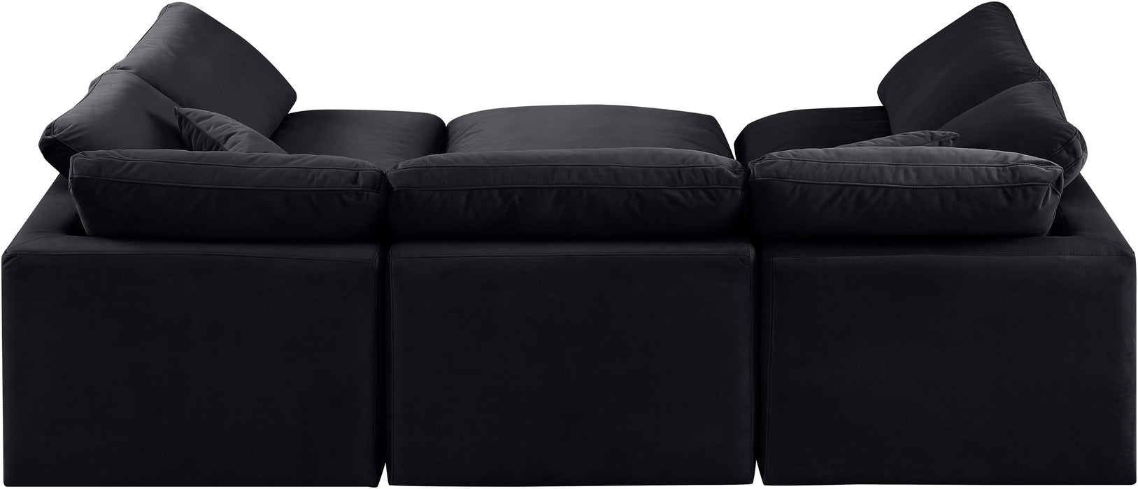 Meridian Furniture - Indulge 105" Black Velvet Upholstered 6pc. Sectional - 147Black-Sec6C - GreatFurnitureDeal