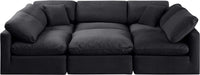 Meridian Furniture - Indulge 105" Black Velvet Upholstered 6pc. Sectional - 147Black-Sec6C - GreatFurnitureDeal