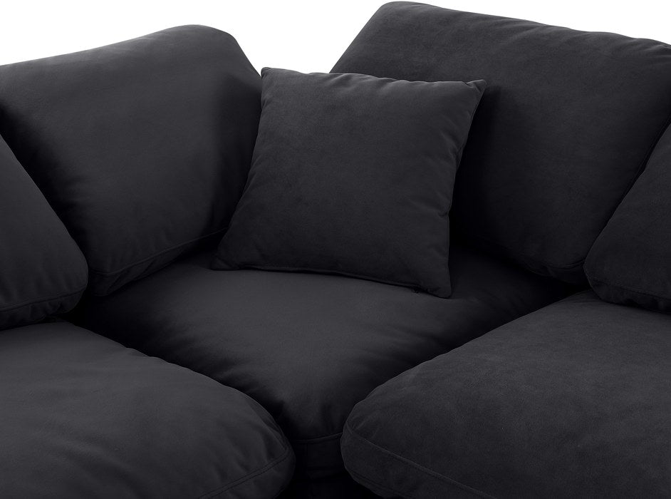 Meridian Furniture - Indulge 105" Black Velvet Upholstered 6pc. Sectional - 147Black-Sec6C - GreatFurnitureDeal